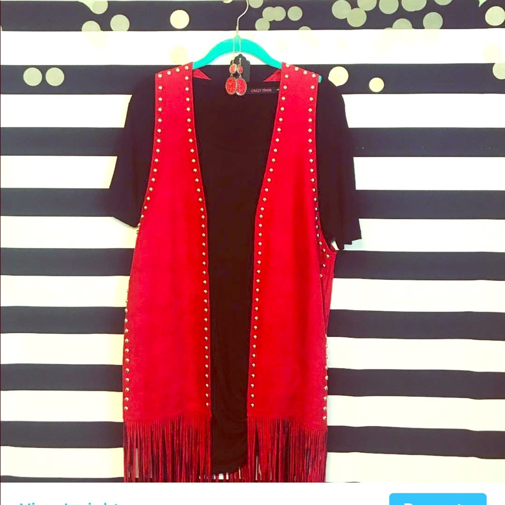 BRAND NEW RED TASSLE VEST
